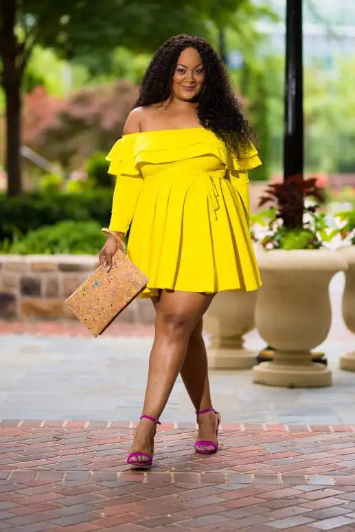 Marie Denee in Yellow Plus Size Dress by Rue 107