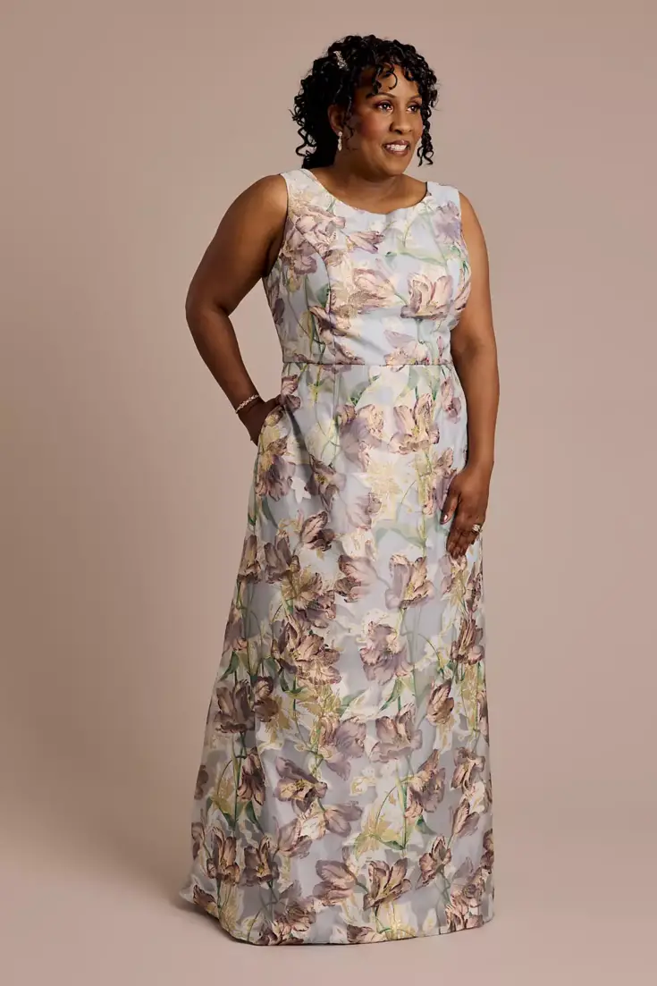 Scoop Neck Floral Print A Line Dress