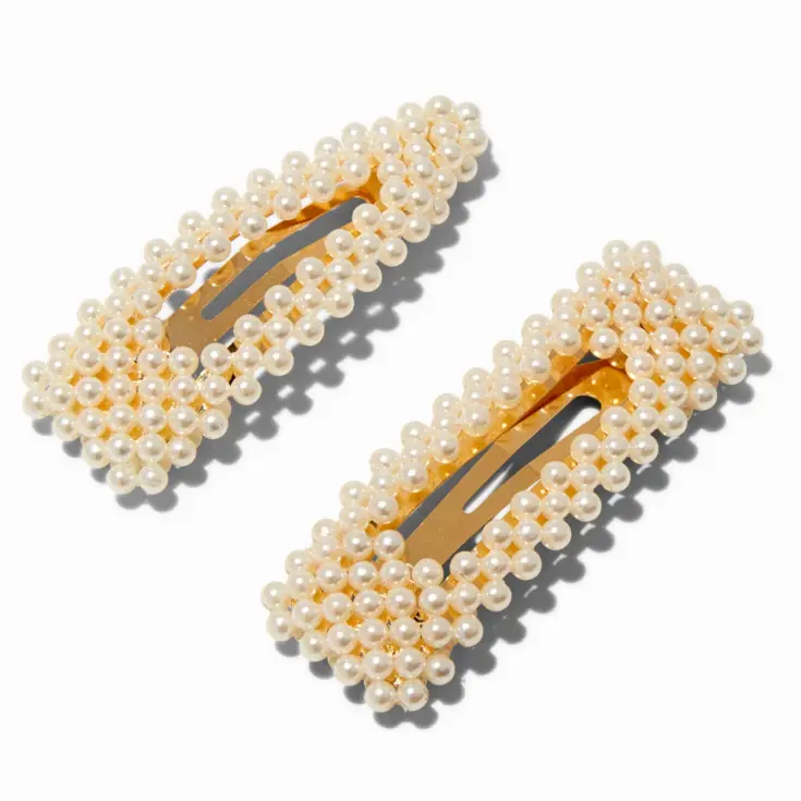 Image for Gold-tone Pearl Snap Hair Clips - 2 Pack | Claire's