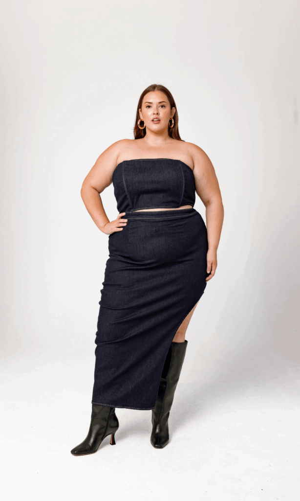plus size denim dress by gia/irl