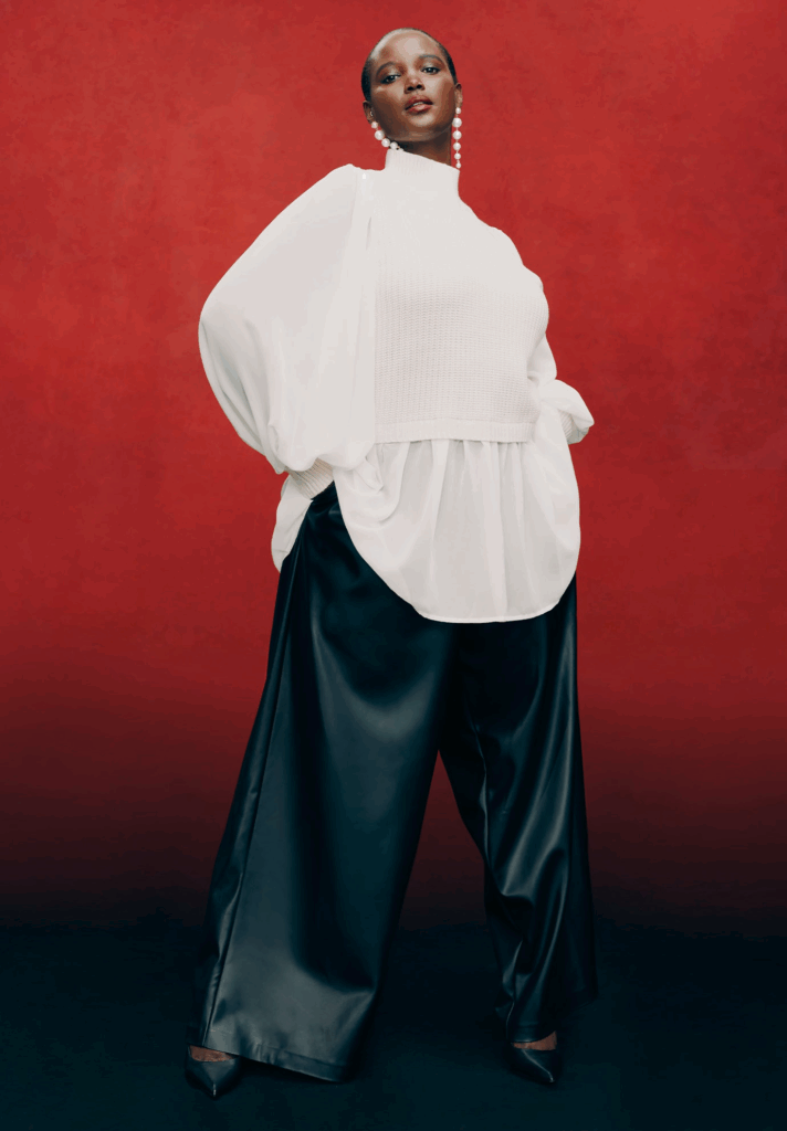 Tall and plus size- Wide Leg Faux Leather Pant