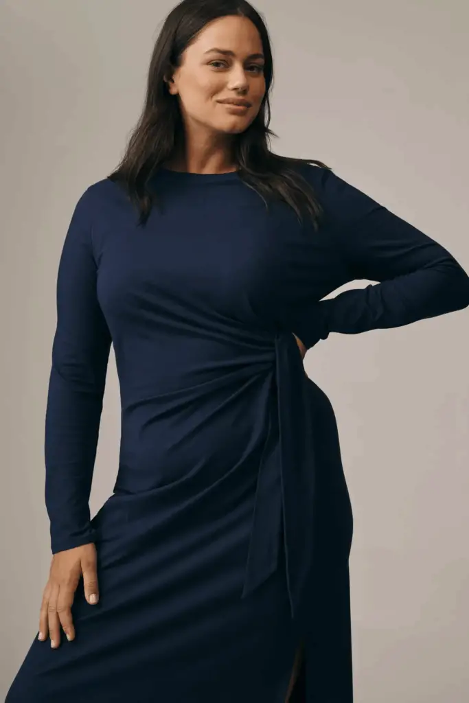Daily Practice Tie Breaker Long-Sleeve Midi Dress
Plus size style tips