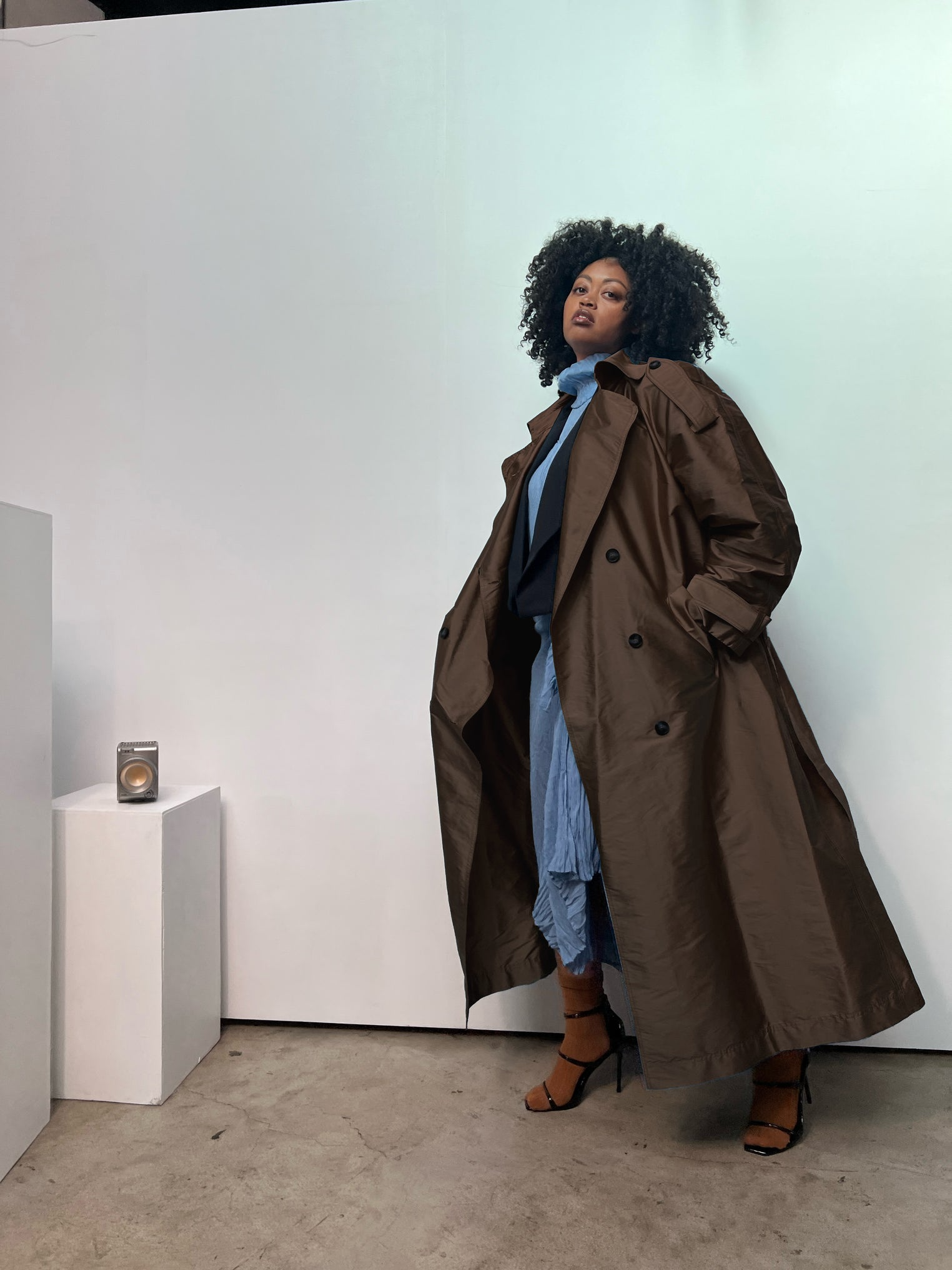 plus size style essentials- Delia Long Oversized Trench- Chocolate