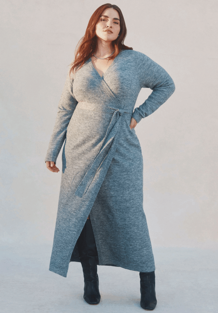 plus size wardrobe essentials- Sweater Wrap Dress Eloquii
