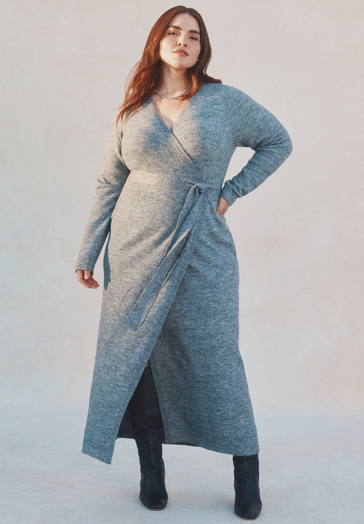 plus size wardrobe essentials- Sweater Wrap Dress Eloquii