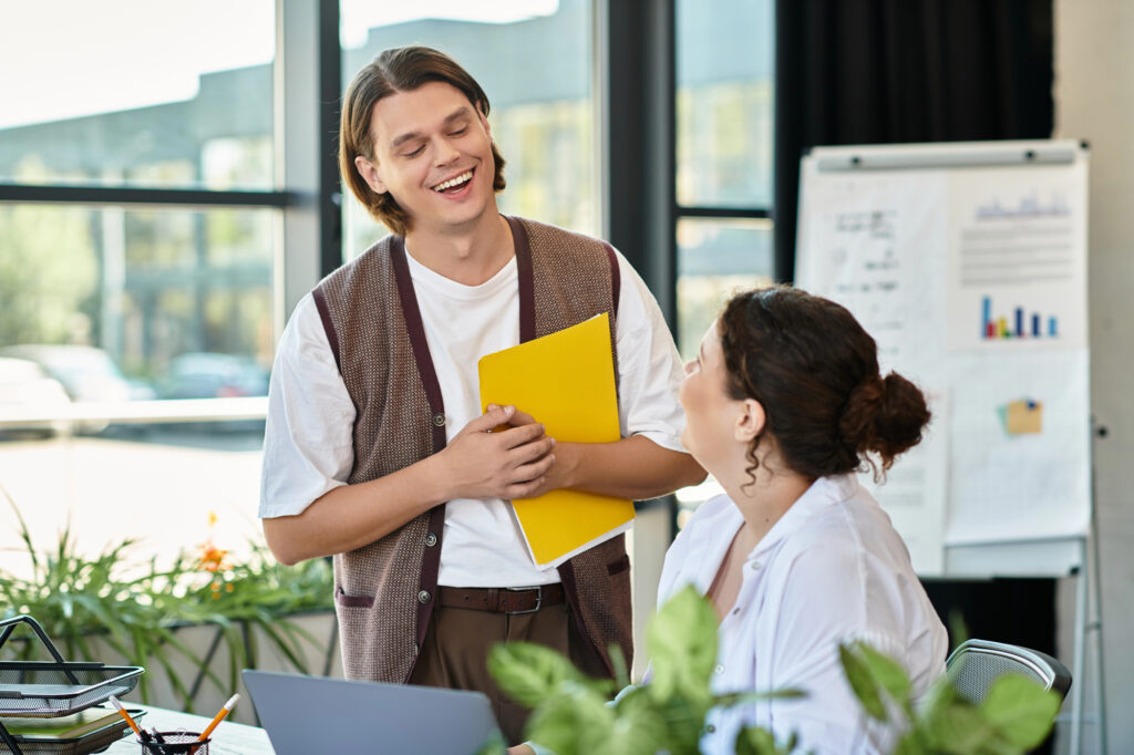 plus size leadership plus size woman at work with coworkers