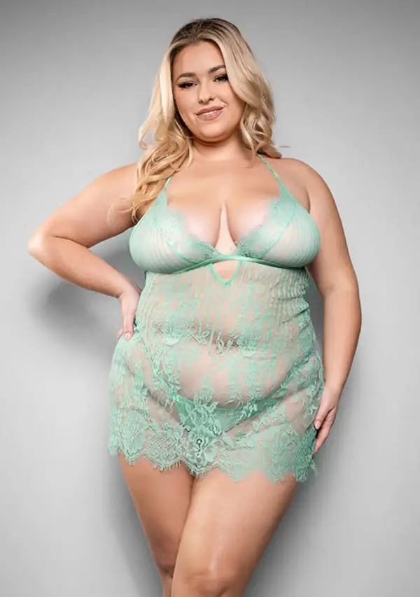 plus size sexual confidence - Marina Chemise and G-String Panty - Plus Size
