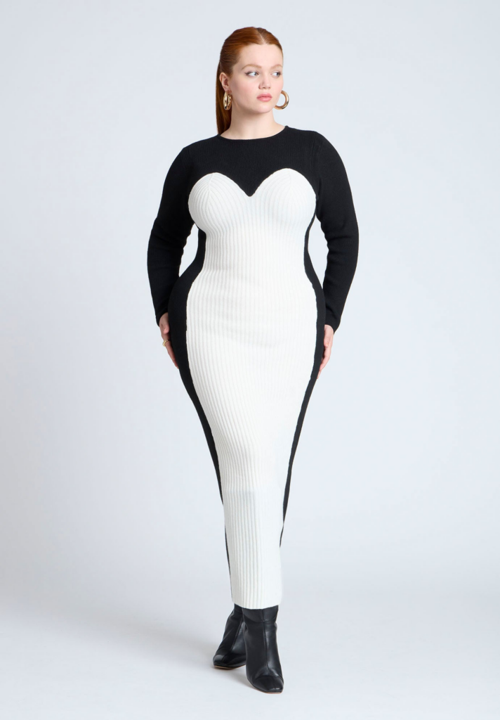 how to define the waist plu ssize
Maxi Sweater Dress With Colorblocked