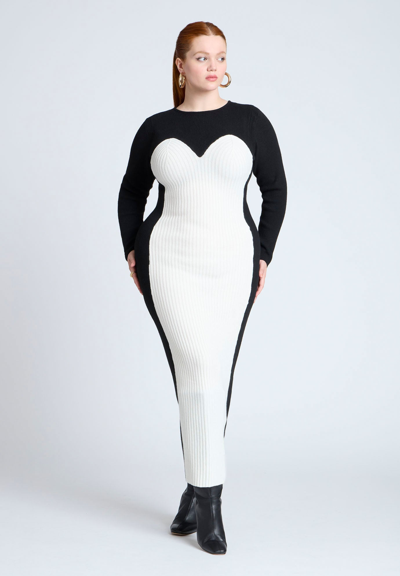 how to define the waist plu ssize
Maxi Sweater Dress With Colorblocked