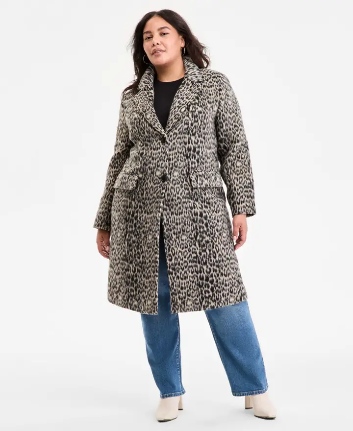 bcbgmaxazria plus size single breasted coat