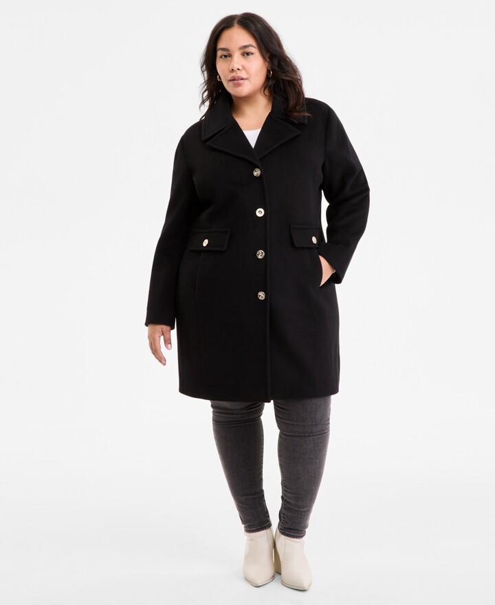 michael kors michael plus size collared button front coat exclusively at macys