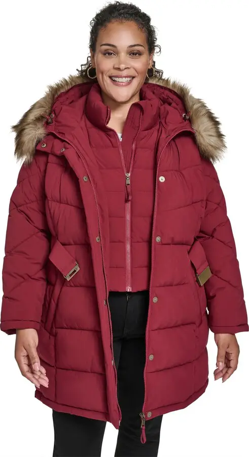 tommy hilfiger plus size hooded puffer coat