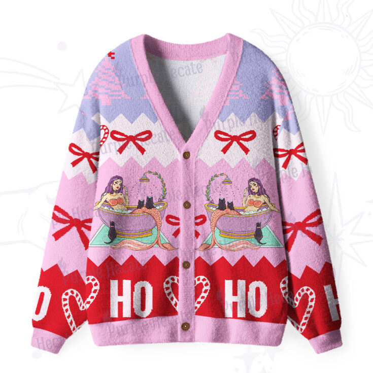 Image for Ho Ho Meowmaid Ugly Cardigan Sweaters -Purplehecate
