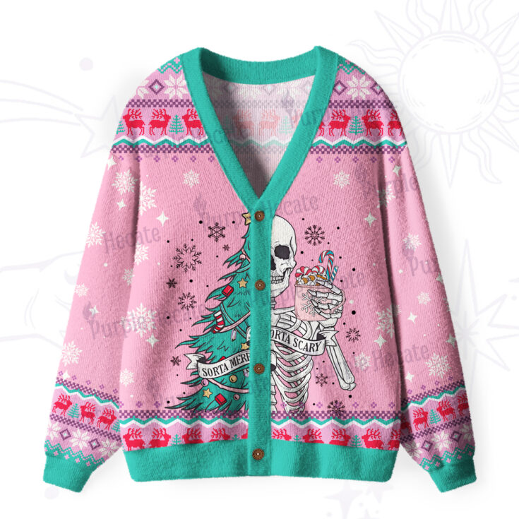 Image for Sorta Merry Sorta Scary Christmas Ugly Cardigan Sweaters - Purplehecate