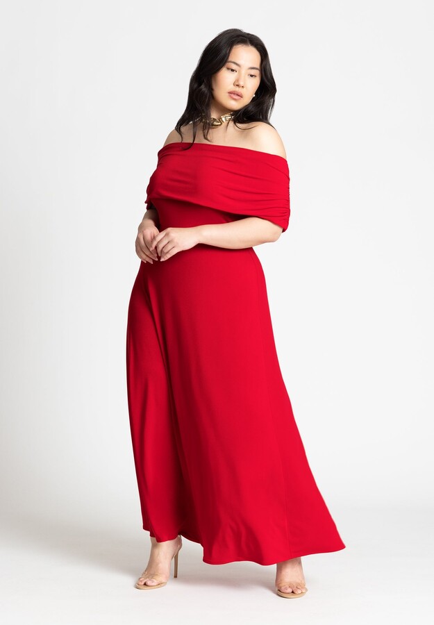 eloquii off the shoulder maxi dress