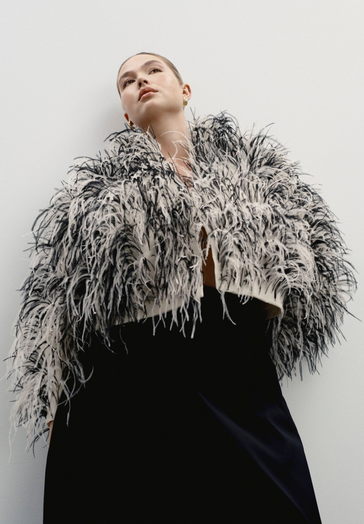 11 Honoré relaunch Ostrich Feather Cropped Jacket
