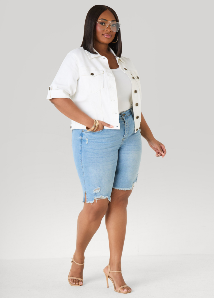 denim plus size shorts