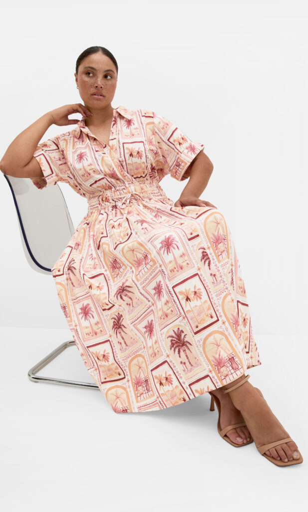 Lana Soiree Print Plus size linen Dress