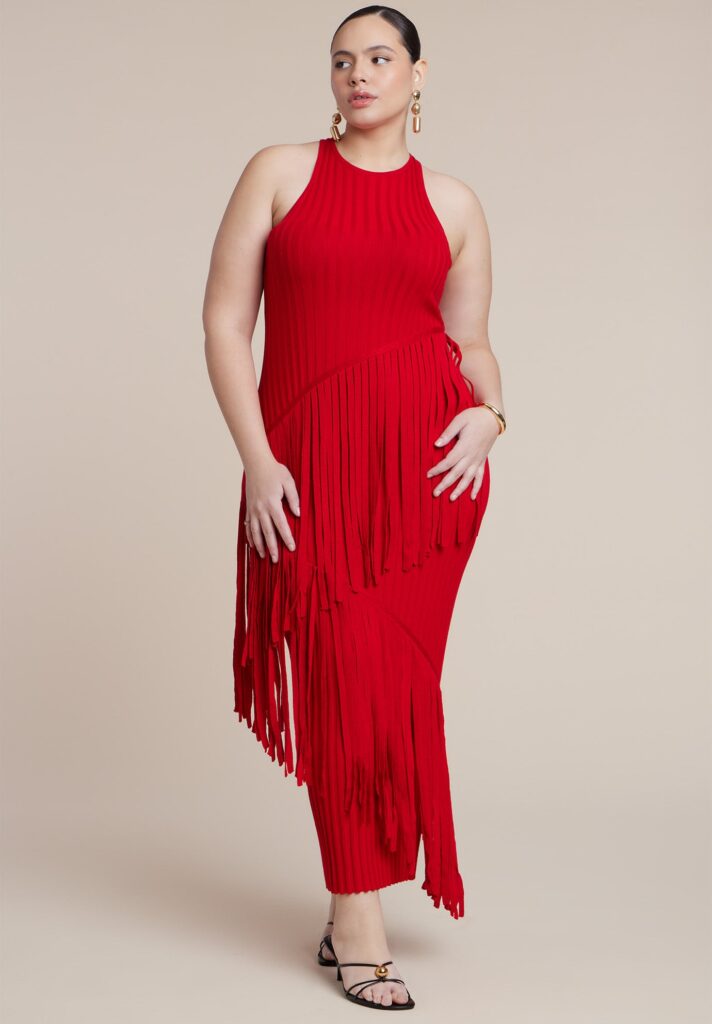 Ribbed Fringe Maxi Dress 