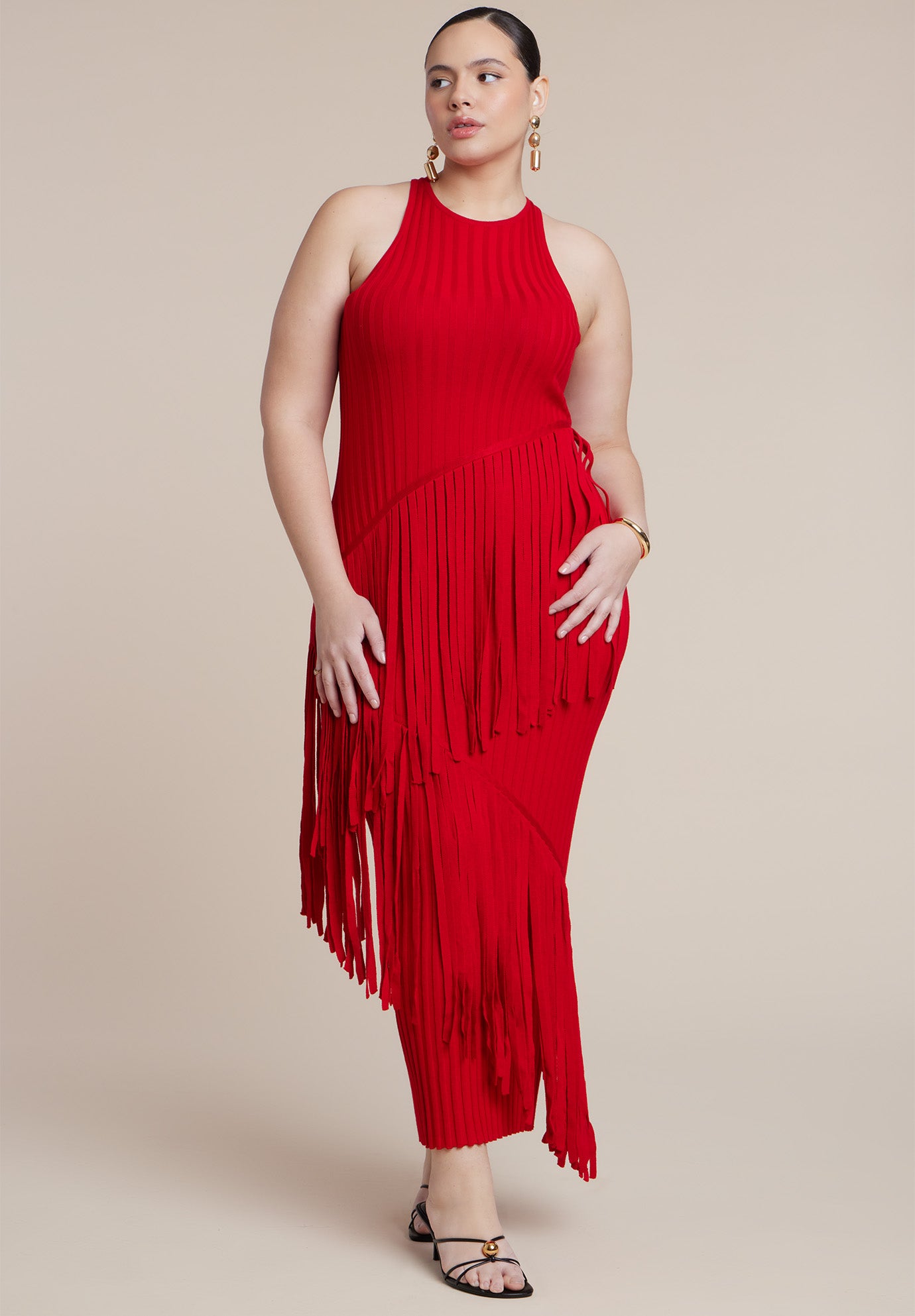 Ribbed Fringe Maxi Dress