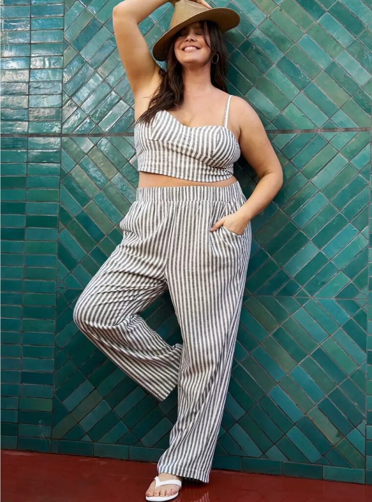 Studio Pull-On Luxe Plus Size Linen Pant and Plus Size Linen Corset Top
