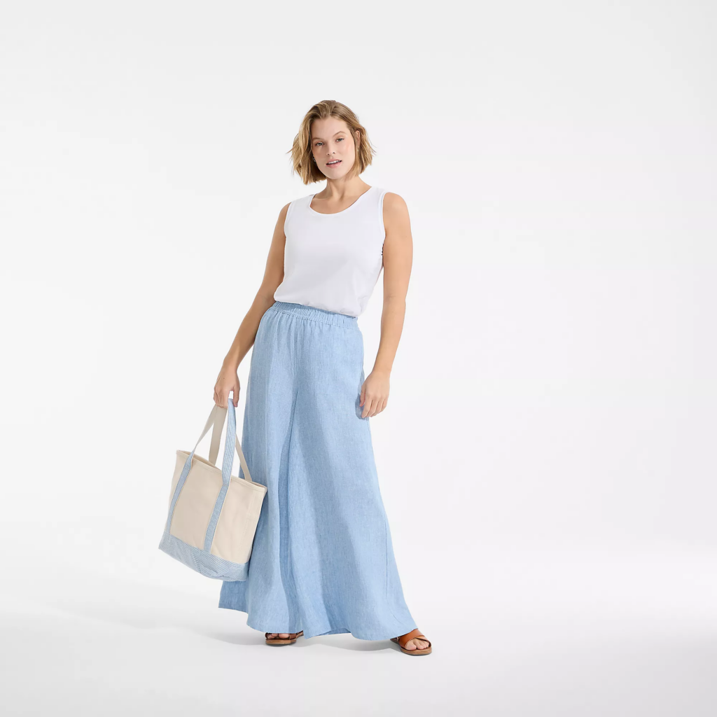 Plus Size Linen High Rise Palazzo Pants at Land's End