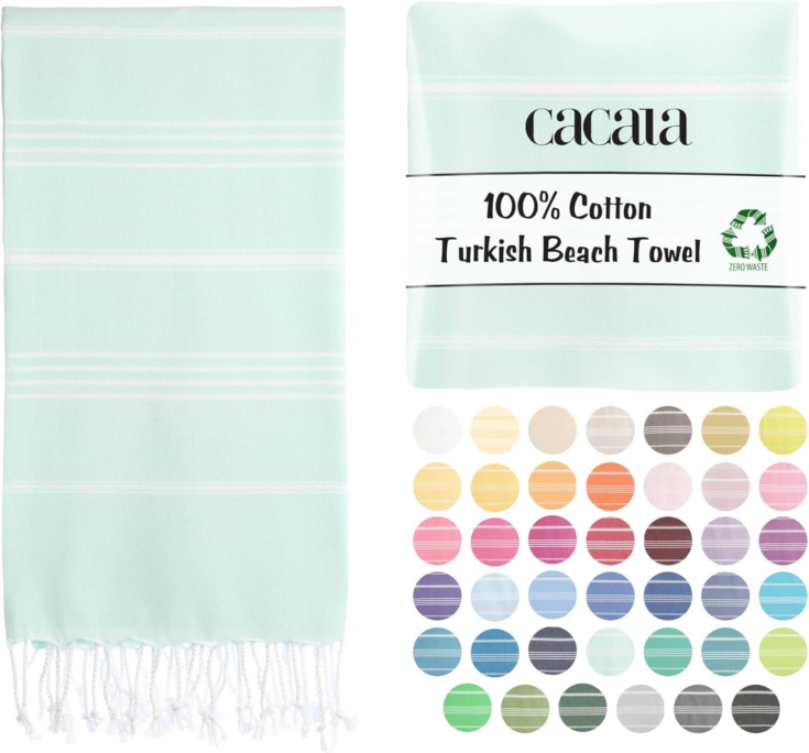 Image for Cacala Lightweight and Thin Turkish Beach Towel 100% Cotton Sand-Free and Quick-Drying Goodness Perfect as an Extra Large Travel Towel