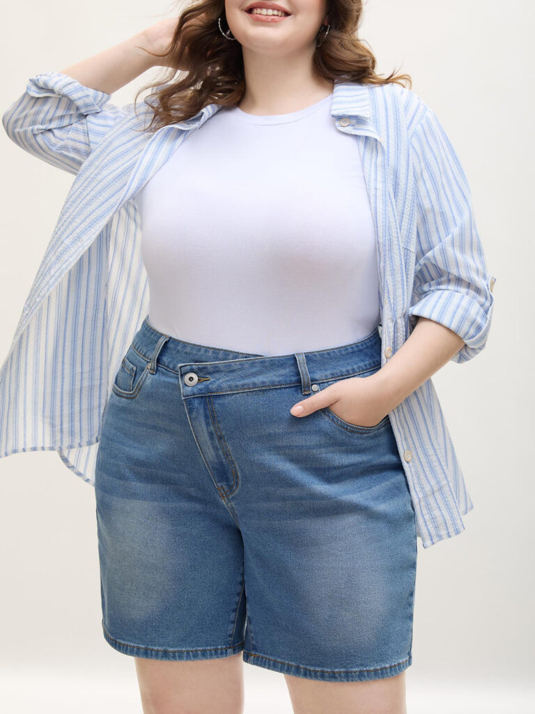 denim plus size shorts