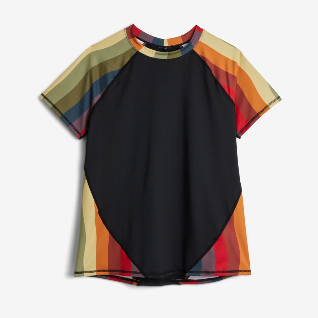 Swim Rashguard Tee - Rainbow Wave plus size rash guards gender neutral swim tops