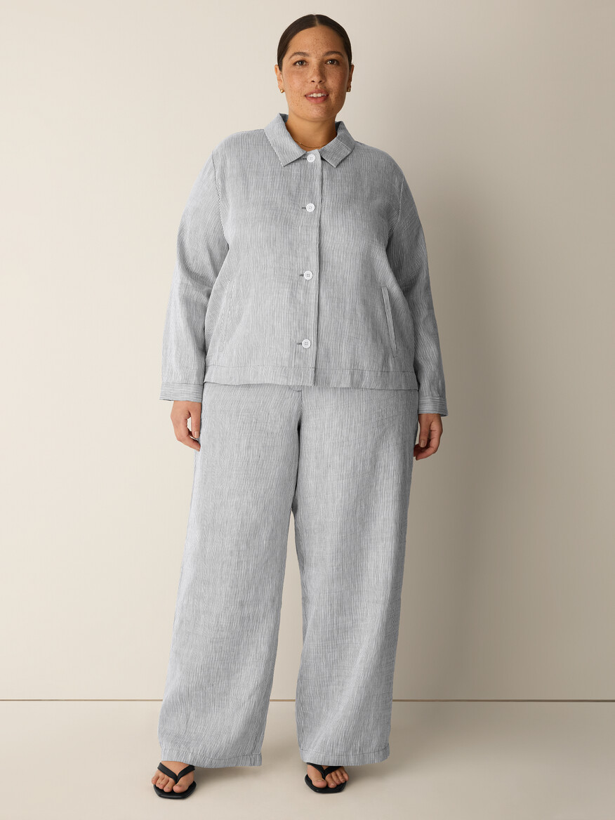 Striped Linen Sheen Full-Length Trouser
plus size linen at Eileen Fisher