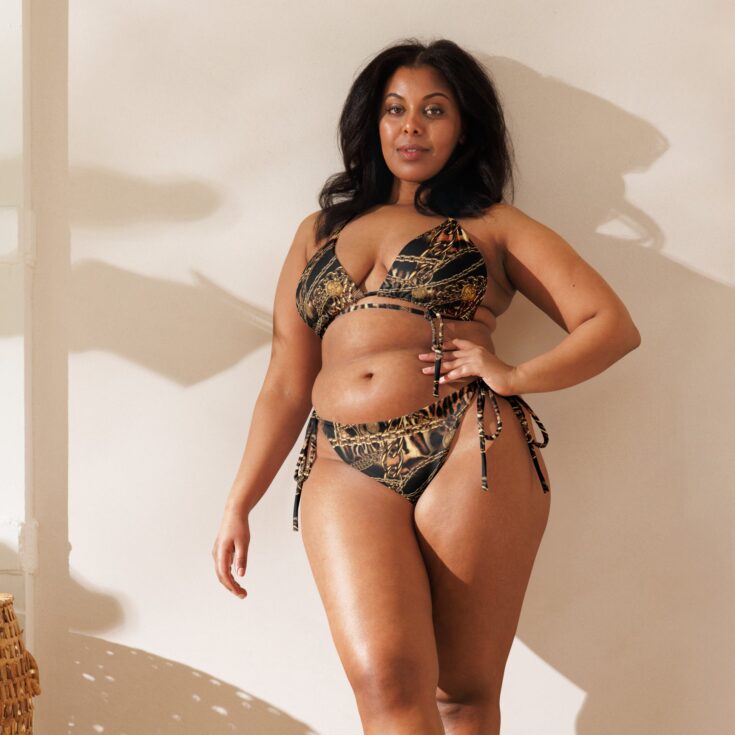 Image for NINA SHARAE SWIMWEAR | RECYCLED STRING BIKINI | BLACK, GOLD AND CHAIN ANIMAL PRINT