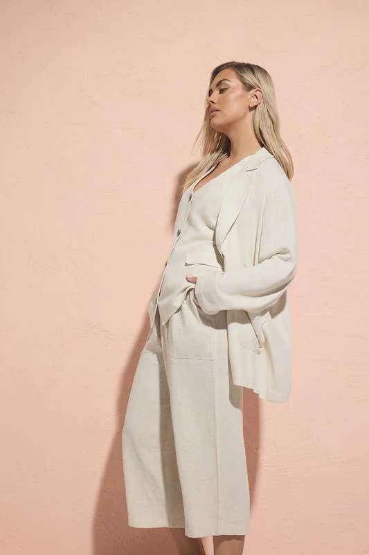 YOURS Curve Natural Brown Relaxed Plus Size  Linen Blazer
