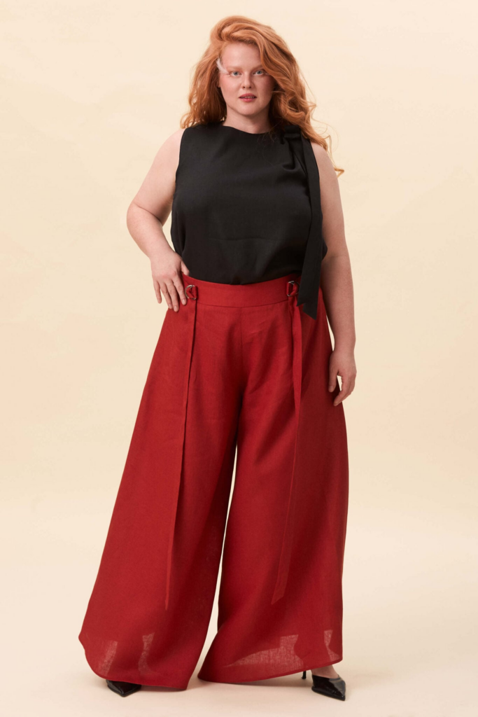 Amelia Peabody palazzo pants in tomato red
