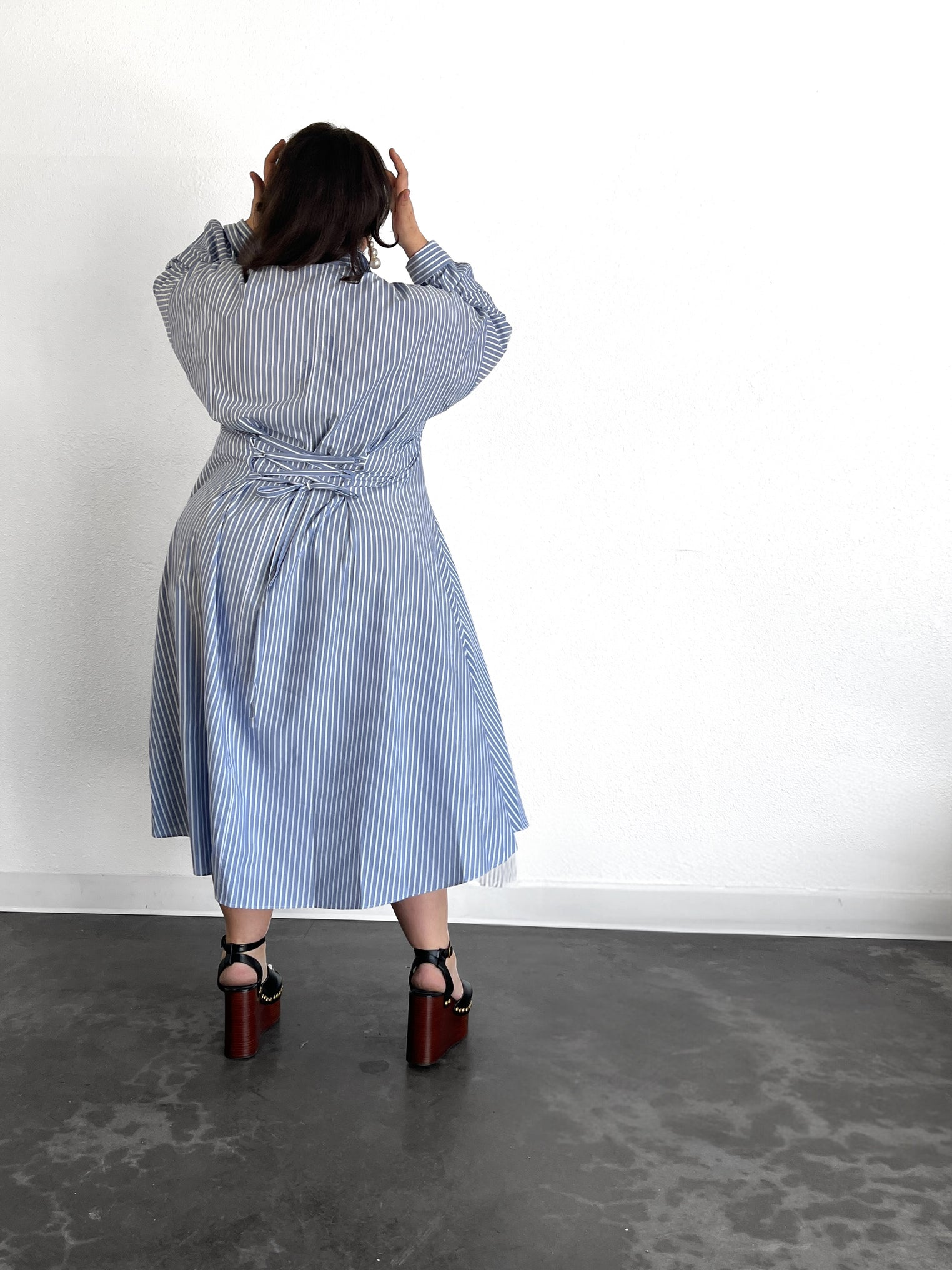 Cinched Waist plus size Shirtdress- Blue/ White Stripe
plus size indie brands