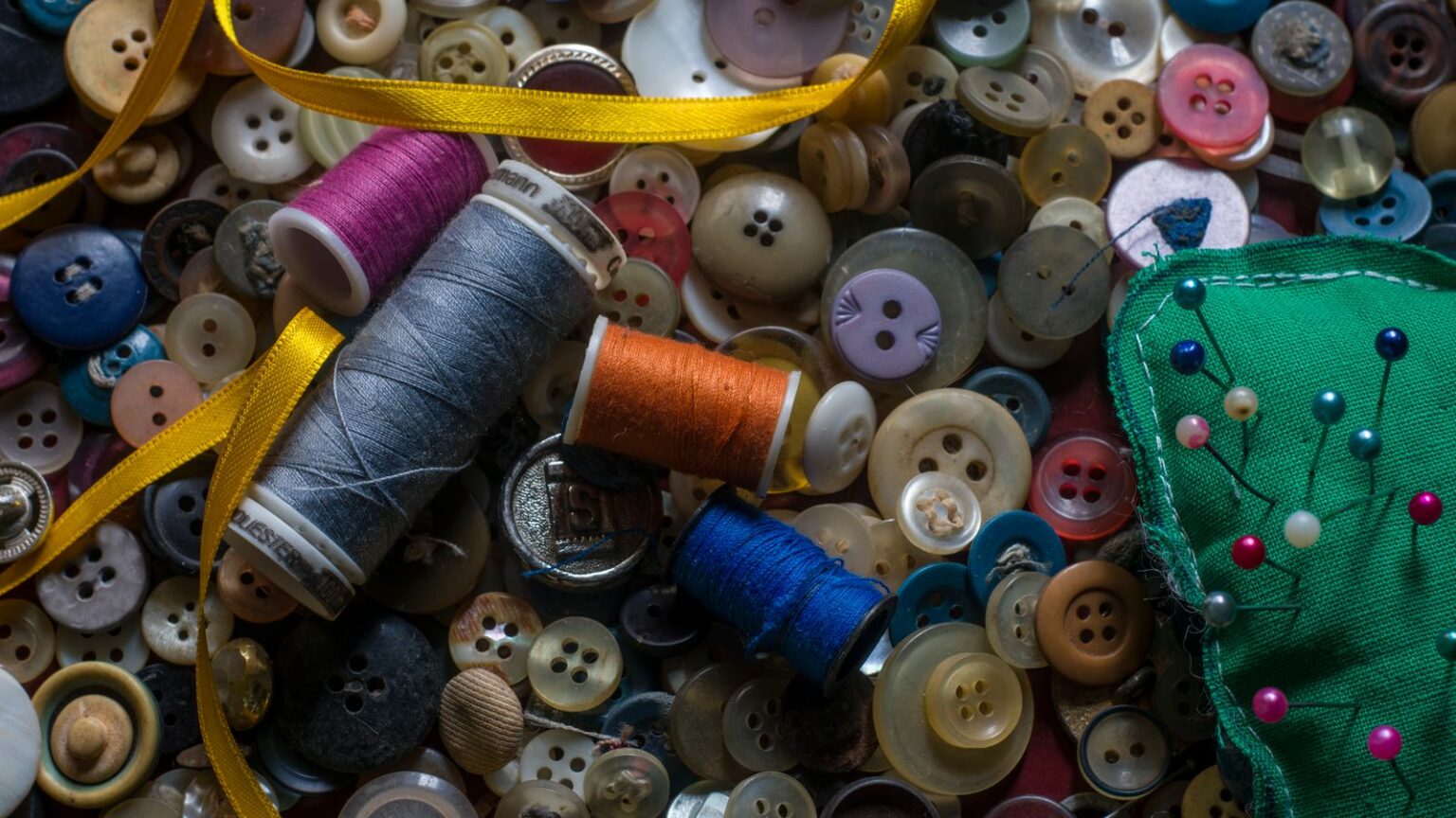 Buttons and sewing materials