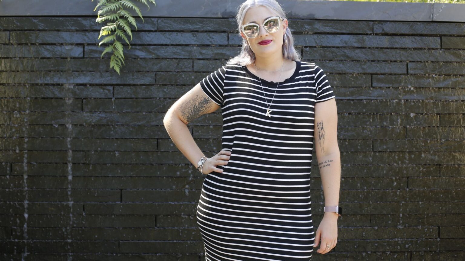 Horizontal stripe dress