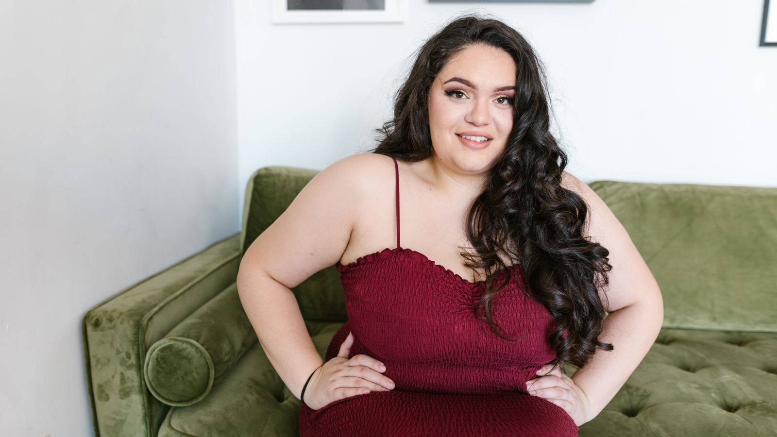 Lady wearing a slip dress