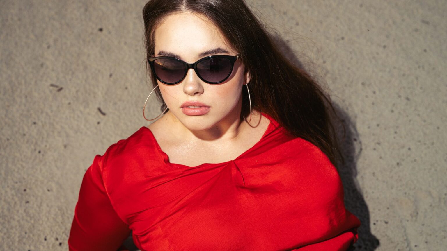 Lady wearing red dress