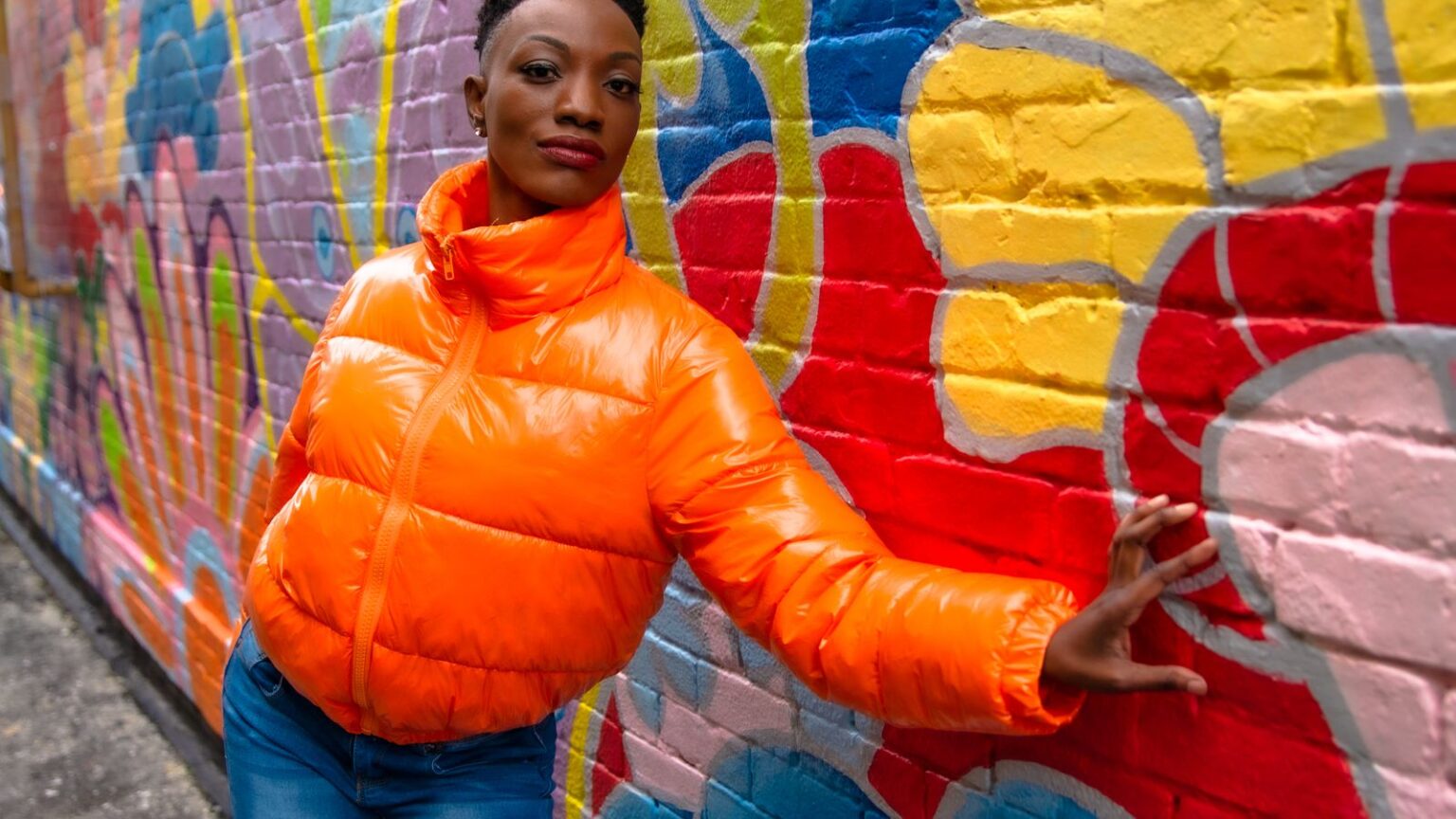 Rust orange and denim outfit