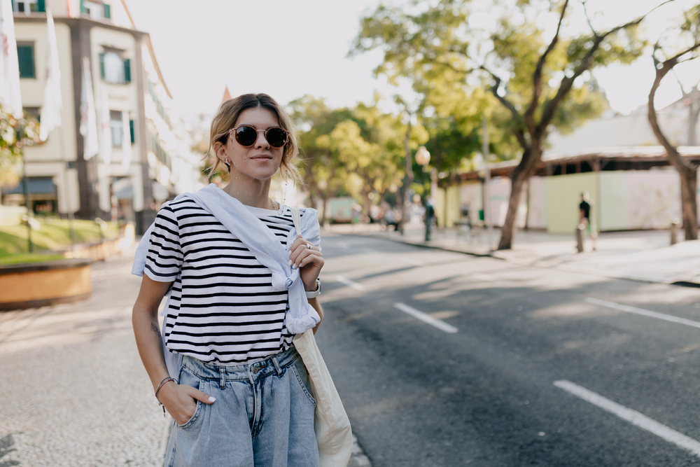 Striped Breton Top And Wide Leg Trousers