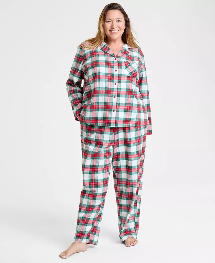Holiday Lane Plus Size Merry Plaid Notch Collar Matching Family Pajamas Set