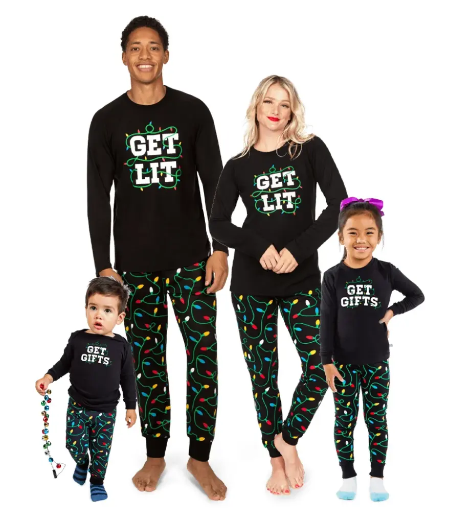 Matching plus size family pajamas- Matching Get Lit and Get Gifts Family Pajamas