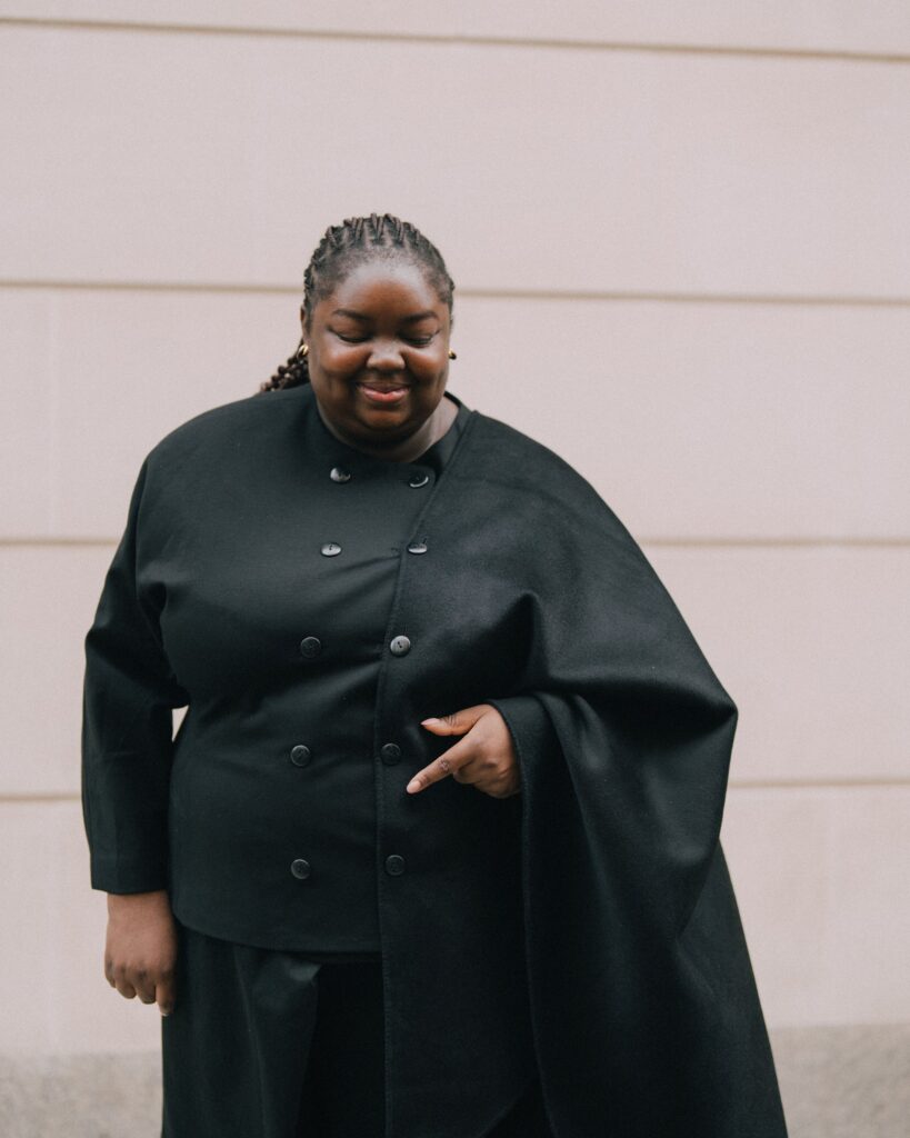 US x Abisola Wool Blend Cape Details