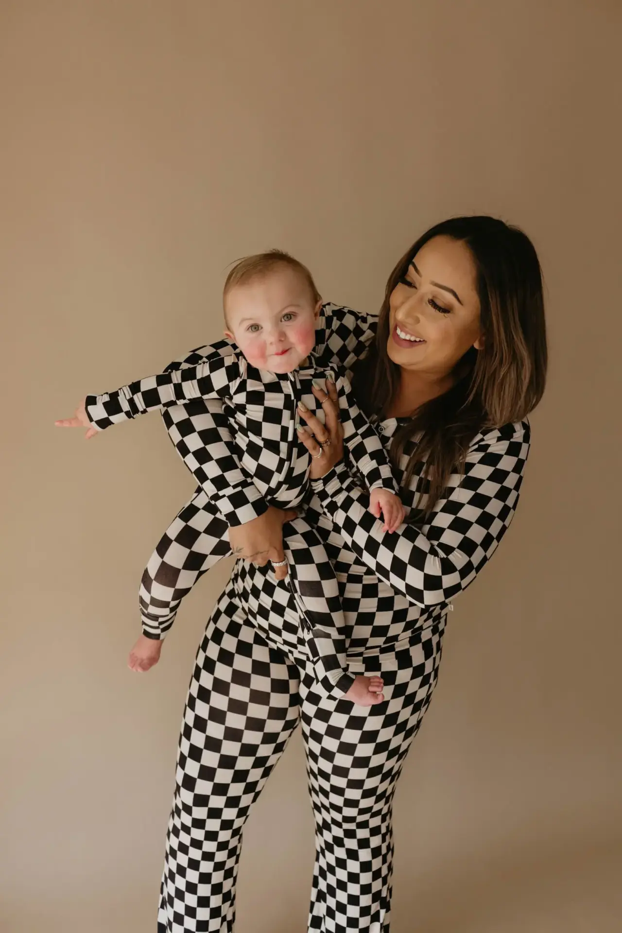 matching plus size family pajamas-women's bamboo pajamas : black checkerboard